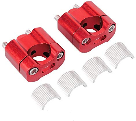 Handlebar Riser, Pair of 22mm/28mm Motorcycle Handlebar Fat Bar Riser Mount Clamps Adapter CNC Aluminum Alloy(Red)