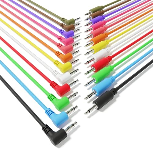 ExcelValley - 12-Pack Hybrid Mono Modular Patch Cables TS 3.5mm 1/8 Eurorack Synth Synthesizer [10cm 4]