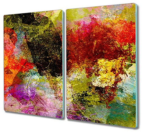 Coloray Schneidebrett 2x30x52cm Herdabdeckplatte Kochplattenabdeckung Hackbrett Küchenbrett - Abstraktion an einer Wand