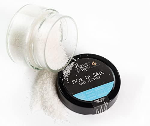 Fior di sale di Trapani (Sicilia) | Fior di Sale integrale Marino | Fior di Sale Aromatizzato | 120g (Naturale)