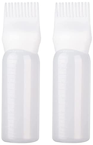 EHOTER Flacon applicateur de 120 ml avec brosse graduée pour coloration des cheveux, peigne à racines, outil de coloration des cheveux (2 lots blancs), 1 pièce