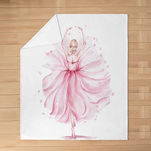 Kuscheldecke 3D Rosa 80 x 150 cm Flanell Fleecedecke Ballerina-Mädchen Weich Warm Flauschig Decke, Wohndecke Decken für Sofadecke Couchdecke, kuscheldecken für Kinder Erwachsene