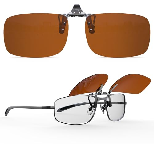 Goiteia Polarisierte Sonnenbrille zum Aufklipsen über Korrekturbrillen | für Männer und Frauen - Einfaches Auf- und Absetzen mit einer Hand - Verbesserte Gläser ohne Blaulicht