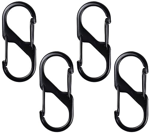 4Pcs S Shape Carabiner Keychain, 5cm Locking Carabiner Buckle, Double Clip Hook for Camping, Travel, Hiking