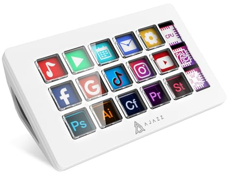 Controller da studio KUIYN AKP153, 15 tasti macro, attiva azioni in app e software come OBS, Twitch, YouTube, console personalizzata per streaming live, editing di foto e video, con PC/Mac (bianco)