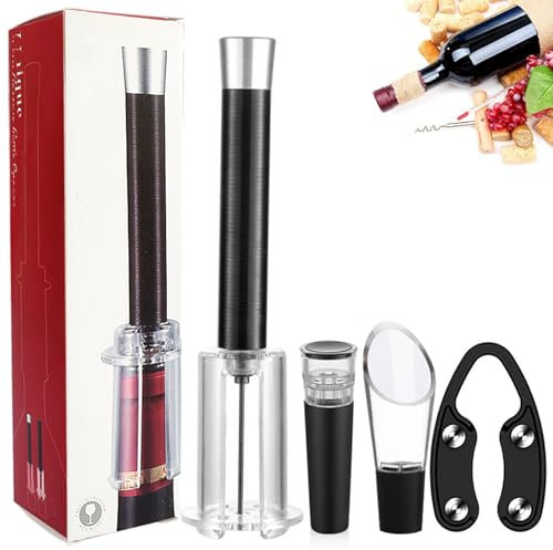 Wino on The Go Wine Opening Set,Air Pressure Pump Wine Opener Set,Vacuum Wine Stoppers for Wine Bottles,Wine Openers with Cutter Aerator Pourer Vacuum Wine Stoppers (Black)