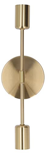 Fockety E27 E26 Vintage Wall Light Fixture, 2 Light Double Sconce Light Wall Lamp Brushed Brass Wall Sconce for Bathroom Kitchen Living Room Vanity Hallway, Farmhouse Modern Indoor Light