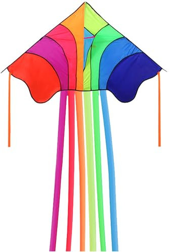 VIKY Großer Drachen Kinder, Flugdrachen Kinder und Erwachsene mit 100m Drachenschnur, Regenbogen Einleiner Drachen Groß, Kinderdrachen ab 6 Jahre, Kite Drachen für Parks Stränden Camping