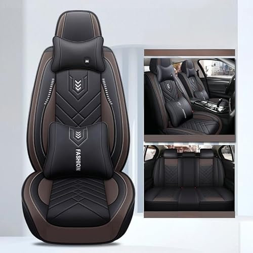 NOBQUA Autositzbezüge Universal Set, Leder Autositzbezug Komplettset, Aus Premium Leder + Einzigartigem Design 5-Sitzer Sitzbezüge (Kompatible Automodelltabelle enthalten)
