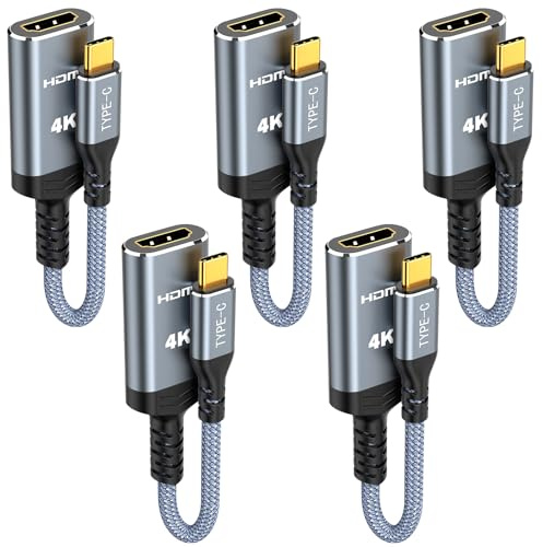 Highwings USB C HDMI Adapter 4K@60Hz 5PACK, Type C auf HDMI Adapter Thunderbolt 3/4 Kompatibel für iPhone 17/16/15 Pro/Plus/Max, für MacBook Pro/Air, für iPad Pro/Air, für Dell XPS, für Galaxy S10/S9