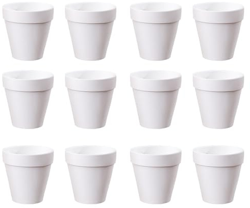 Molyorch 12 Pezzi Piante Terracotta Piccolo Vaso, Vasi in Argilla Rosso, Argilla Set Vaso, per Matrimonio Compleanno Casa e Ufficio Decorativo (5.5 * 5cm-Bianco)