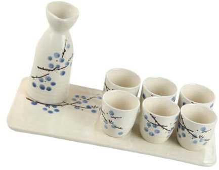 PHENOFICE 1 Jeu Tasse de Bouteille de saké Coupes à saké japonaises Tasses à thé japonaises Tasses à thé coréennes Sake Verre Sake marmite Chaude à saké Accessoires à saké Blue