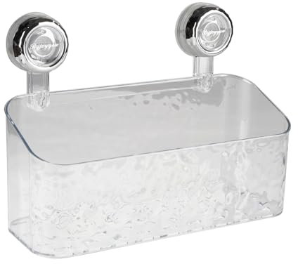 Gzsekken Shower Caddy Suction Bathroom Shelf Self-Adhesive No Drilling Clear Toiletries Holder Powerful Basket Organiser Tidy Rack for Kitchen Bathroom Storage,White