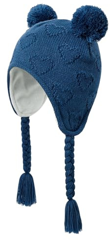 KAKU NANU Wintermütze Baby Kleinkind Bommel für Mütze mit Ohrenklappen 6 Monate-4 Jahre,Doppellagige Fleece Lined Strickmütze Beanie
