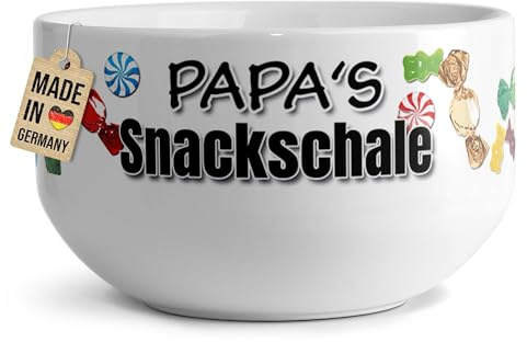 Print Royal PR Müslischale mit Spruch - Papas Snackschale - Süß - Persönliches Geschenk für den Papa zum Geburtstag, Weihnachten, Danke sagen, Vatertag | Keramik, 500 ml
