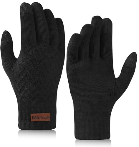 Milduall Strickhandschuhe Winter, Gestrickte Touchscreen Handschuhe Fingerhandschuhe Winterhandschuhe Thermohandschuhe Fäustlinge für Unisex Outdoor Winter