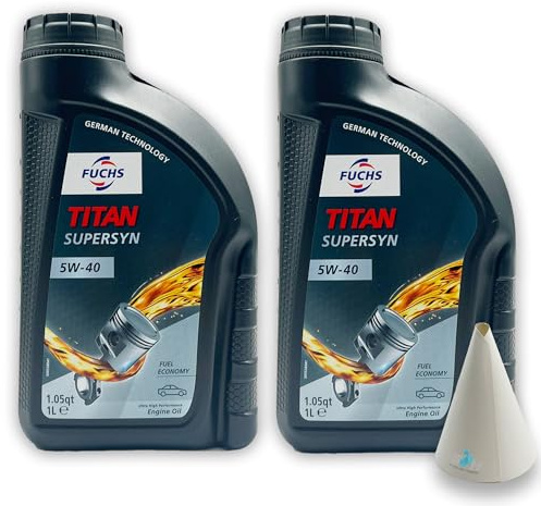 2 L Fuchs Titan Supersyn | 5W-40 | kompatibel mit | MB 229.3 | VW 502 00 / VW 505 00 | RN0700 / RN0710 | Motorenöl | Motorenöl | Ölwechsel | mit Trichter