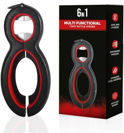 6-in-1 Jar and Bottle Opener – Essential Twist-Off Tool for Bottles, Cans, and Jars | Ideal for Seniors, Kids, and Those with Arthritic Hands