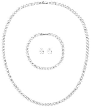 Hanaoops Schmuck Set Damen 3 Stück Kristall Strass Halskette Armband Ohrstecker Sets Vintage Statement Zirkonia Schmucksets für Frau Hochzeit Verlobung Braut Brautjungfer Prom Schmuck (BJ)