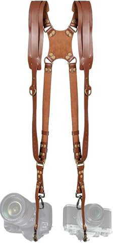 JUSTHERE Camera Harness, Dual Camera Harness for Photographers, Leather Camera Strap for Two-Cameras for DSLR/SLR Strap
