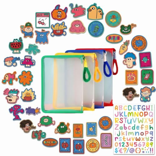 ZVRSUA Cartelline Portadocumenti A5 Set di 4, Raccolglitore Documenti con Cerniere Colorate e Manico in Peluche, Organizer Portatile per Scuola/Ufficio/Donna, Include 2 Set Creativi Adesivi