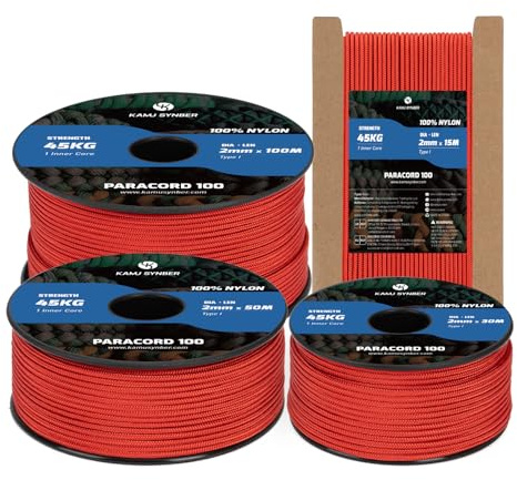 Kamu Synber 2mm Paracord 30M Nylon Seil Schnur 1 Kern Typ I Allzweckseil