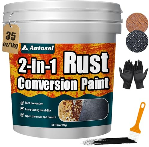 2-in-1 Rust Converter & Metal Primer, Stops Rust,Rust Inhibitor Paint for Metal, Rust Conversion Paint, Heat-Resistant Anti Rust Coating for Car, Marine, Industrial, Chassis, Long-Lasting (35 oz)