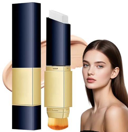 2 in 1 Color Changing Foundation Stick,Full Coverage Concealer Stick&Foundation Stick with Brush,Cream Sti、ck Korean Color-Changing Foundation,Full to Medium Coverage Base Makeup,Waterproof(Natural)