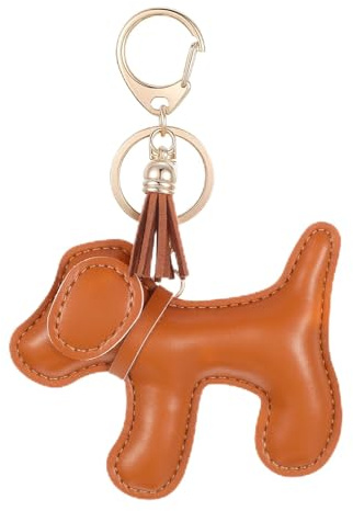 TIESOME Süßer Schlüsselanhänger Hund, Leder Taschenanhänger Hundecharm Welpe Hundetasche Anhänger für Damen & Rucksackdekoration Taschenzubehör