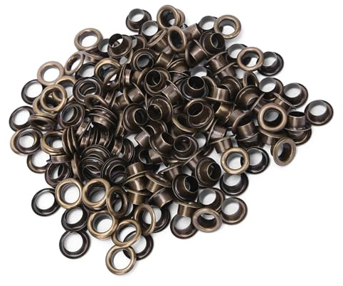 100 Stück Ösen, 6 mm Messingösen, Hohlnieten, Ösen, doppelseitige hohle Metallösen für Kleidung, Schuhe, Gürtel, Leder, Basteln, Nähzubehör, Werkzeugset (Bronze)