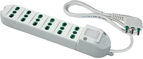 Fanton 41043 Multipresa Bipasso 6 Prese Bipasso Italiane 2P+T 16A con Cavo 3G1, bianca, 1.5 m