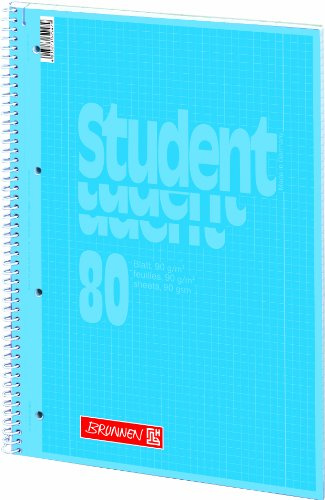 5 Collegeblöcke Student A4, Colour Code arcticblau, kariert (Lin. 28) 80 Blatt, 90g/m²