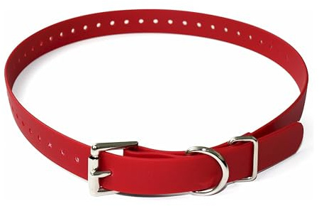 Educator Biothane Dog Collar, Waterproof, Odorproof, Metal Buckle and D Ring, Adjustable for Custom Fit, Cool and Comfortable, for Small, Medium, or Large Dogs, 3/4-Inch, Red