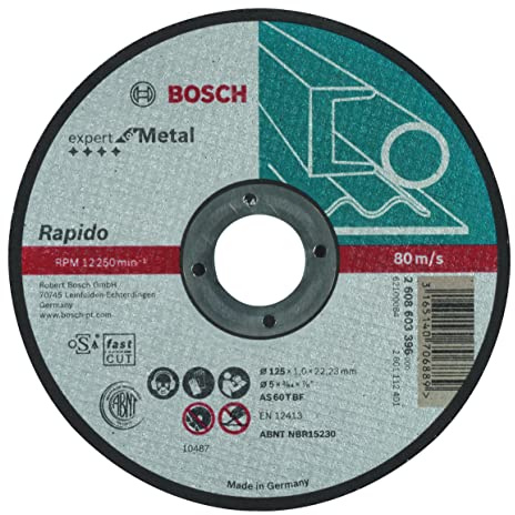 Bosch Accessories 2608603396 Disque à tronçonner à moyeu plat expert for metal rapido AS 60 T BF 125 mm 1,0 mm Gris