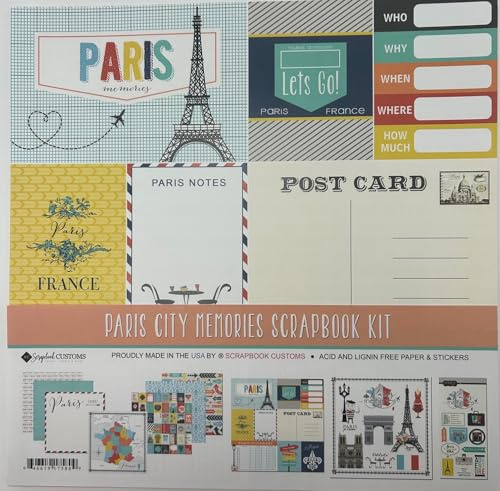 Scrapbook Customs Themed Paper & Stickers Scrapbook Kit, Paris City Memories