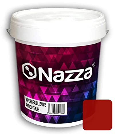 Nazza Pintura de Caucho Rojo Impermeabilizante - Pintura Antigoteras y Antihumedad para Terrazas y Azoteas Transitables - Color Rojo Ladrillo - 15 Litros