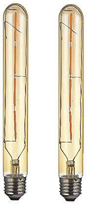 OUGEER Pack de 2 E27 4W LED Vintage Bombilla T30 Tubo largo Edison Style Bombilla de filamento Ahumado Gold Glass 40w Edison Screw, 400lm Warm White 2300k No regulable