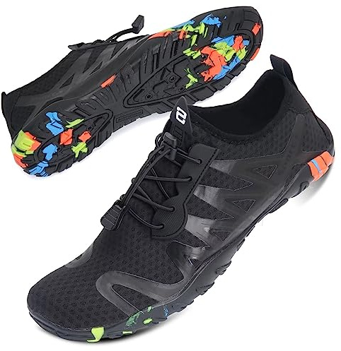 Mabove Strandschuhe Wasserschuhe Herren Schnell Trocknen Surfschuhe Schwimmschuhe Aquaschuhe Badeschuhe Barfussschuhe(Schwarz SD901,45 EU)
