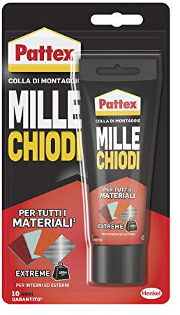 Pattex Mille Chiodi Extreme, forte adesivo di montaggio, colla forte per interni e esterni, adesivo sigillante resistente ad acqua e raggi UV, bianco, 1x142g blister