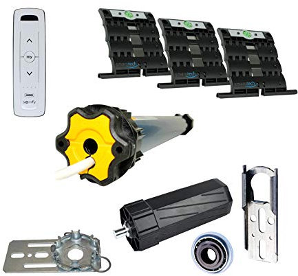 Nachrüstset mit smarotech® Montageset SW60 zum Modernisieren von Gurt/Kurbel mit Funk-Rollladenmotor (Montageset, Oximo io 6/17, Handsender)