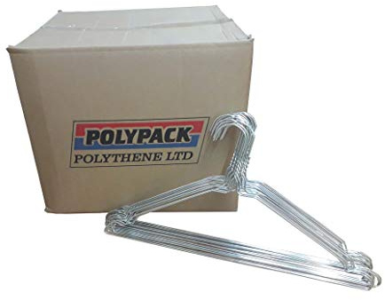 Polypack Polythene Ltd 500 Strong Silver Notched Metal Wire Clothes Coat Hangers 40cm 16 13G ~ NOTCHED