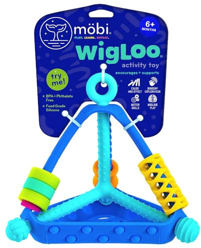 Mobi Wigloo Activity Toy - Sensory Activities for Toddlers and Kids, Teething Toy Made with Food Grade Silicone, BPA and Phthalate Free - Babies 6-12 Months and Up, Pack of 1