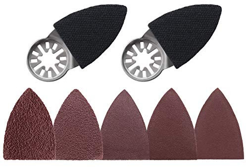 YINETTECH 52 Almohadillas De Lijado Multiherramienta Oscilante Para Dedos, Kit De 52 X 37 X 7 Mm, Almohadillas De Lijado Triangulares Y Papel De Lija Universal