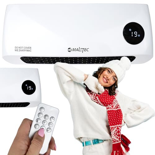 MalTec Keramik-Heizlüfter zur Wandmontage mit Fernbedienung PT3800Wt | Schnellheizer | Frostschutzfunktion | Heizgerät | Geeignet für Zuhause Badezimmer