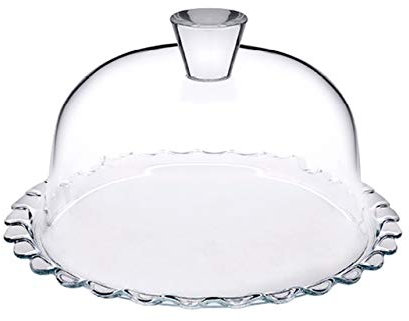 SWEET HOME Varotto & Co. - Plato para tarta de cristal con cúpula de cristal, cód. PC00630LU, 15,8 cm de altura, 26,4 cm de diámetro.