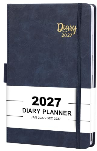 A5 2021-2022 Kalender - Terminkalender 2021, Daily Planner, Diary, Juli. 2021 - Juni. 2022, Leder-Hardcover mit monatlichen Laschen und Innentasche, 14,8 cm × 21,4 cm-grau