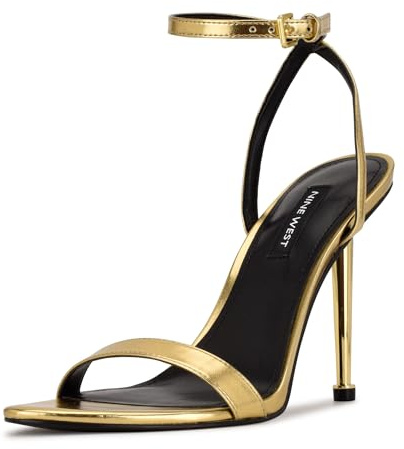 Nine West Women's Reina3 Heeled Sandal, Gold Metallic 710, 7.5