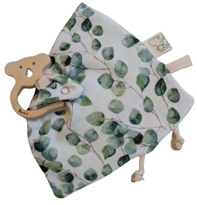 Knistertuch für Babys | Montessori Sensorik-Spielzeug mit Knistergeräuschen & Etiketten | Greifling & Kuscheltuch | Personalisierbar mit Namensgravur | Geschenk Geburt & Taufe