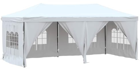 vidaXL Partyzelt mit Seitenwänden Faltbar Pavillon Gartenpavillon Gartenzelt Festzelt Faltpavillon Bierzelt Vereinszelt Outdoor Weiß 3x6m