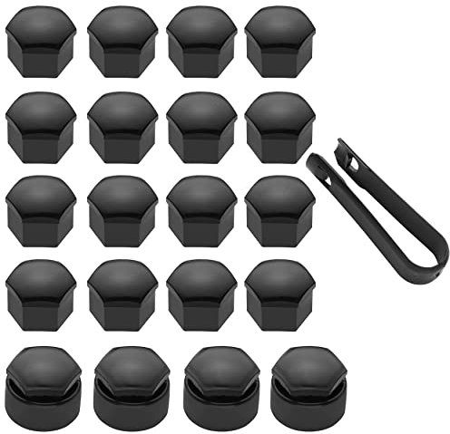 LICQIC 17mm Wheel Nut Covers, 20 Pcs Car Wheel Nut Caps (16 Standard + 4 Locking), Universal Wheel Bolt Covers with Removal Tool, Gloss Black